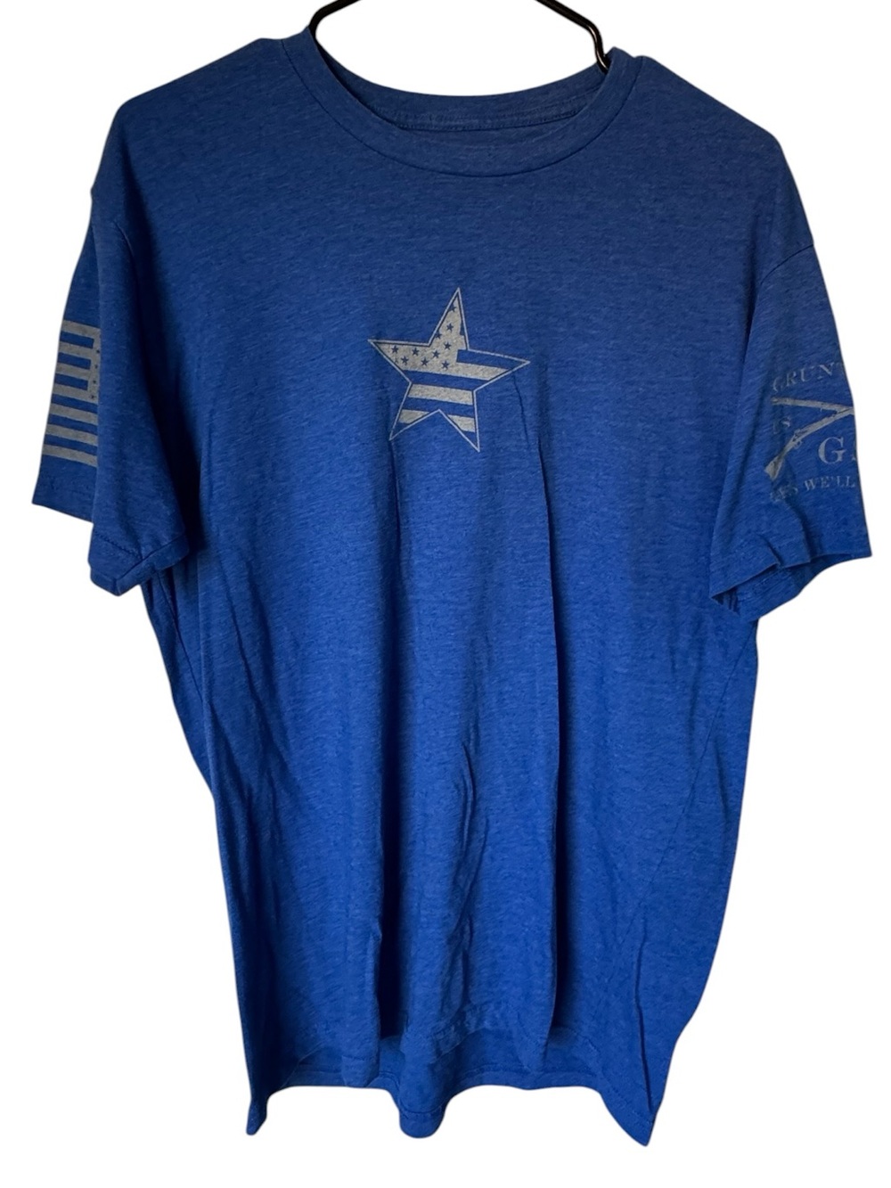 High End Grunt Style Military Patriotic Blue Graphic Star Men's L T‑Shirt MINTY